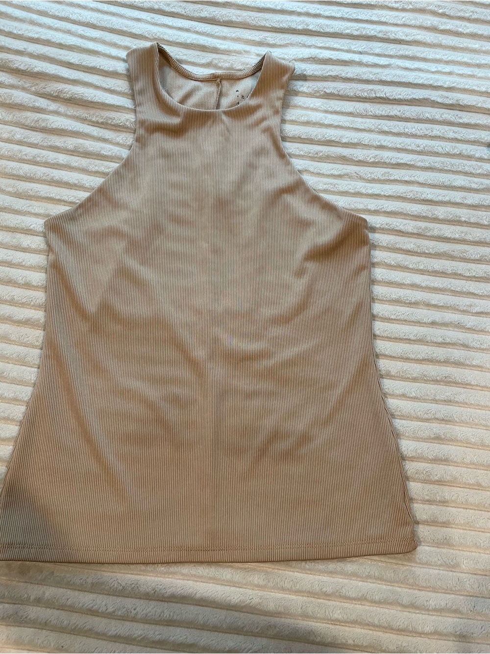 a new day Sleeveless Ribbed High Neck Tank Top - Taupe Beige